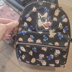 Coach Black Floral Mini Backpack